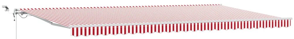 Automatikus Behúzható Napernyő LED Piros és Fehér Csíkkal 600x300 cm