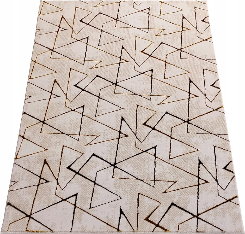 Szőnyeg 60x100 Bézs-arany Geometrikus Modern Hálószoba Nappali