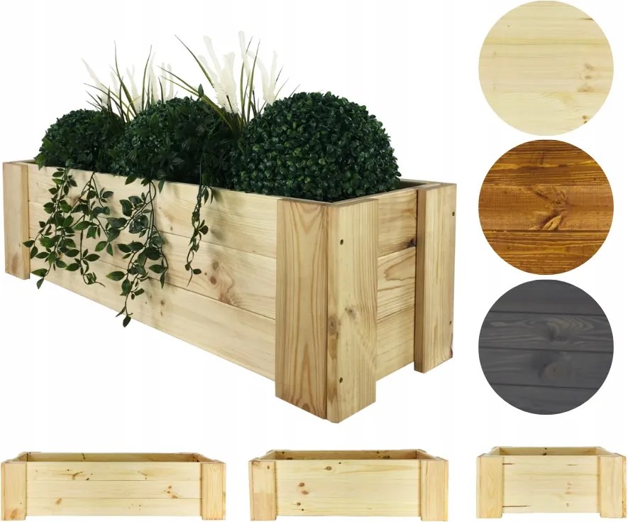 Fa erkélyláda kerti virágtartó herbárium fedél 30x100x30cm Eko