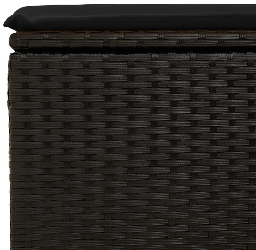 fekete polyrattan kerti szék párnával 55 x 55 x 37 cm