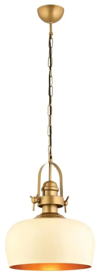MONZA kábeles függőlámpa 1xE27/40W/230V, átmérő 30 cm, krémszínű/bronzos