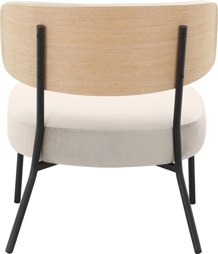 Krémszínű bársony fotel lábtartóval Jerry – Støraa