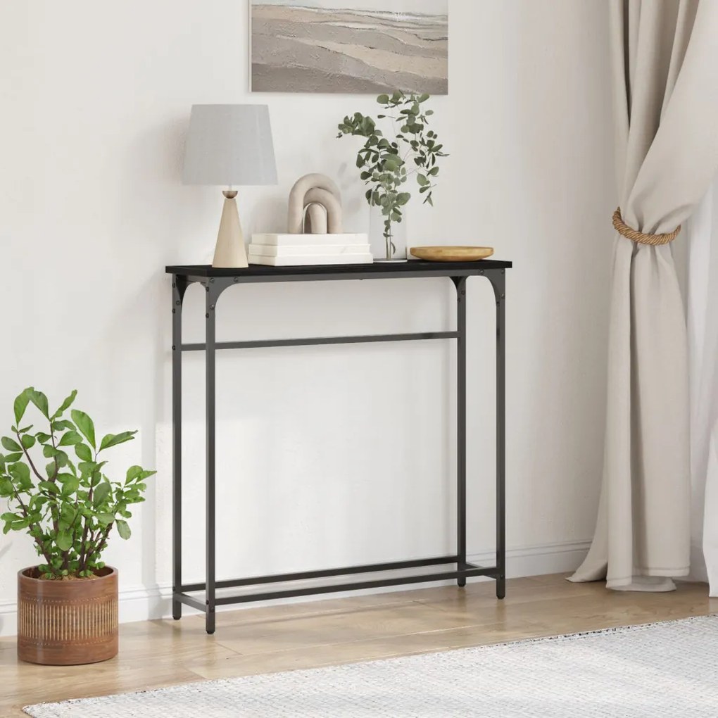 Konzoltábla Fekete Tölgy 75x19,5x75 cm Műanyag