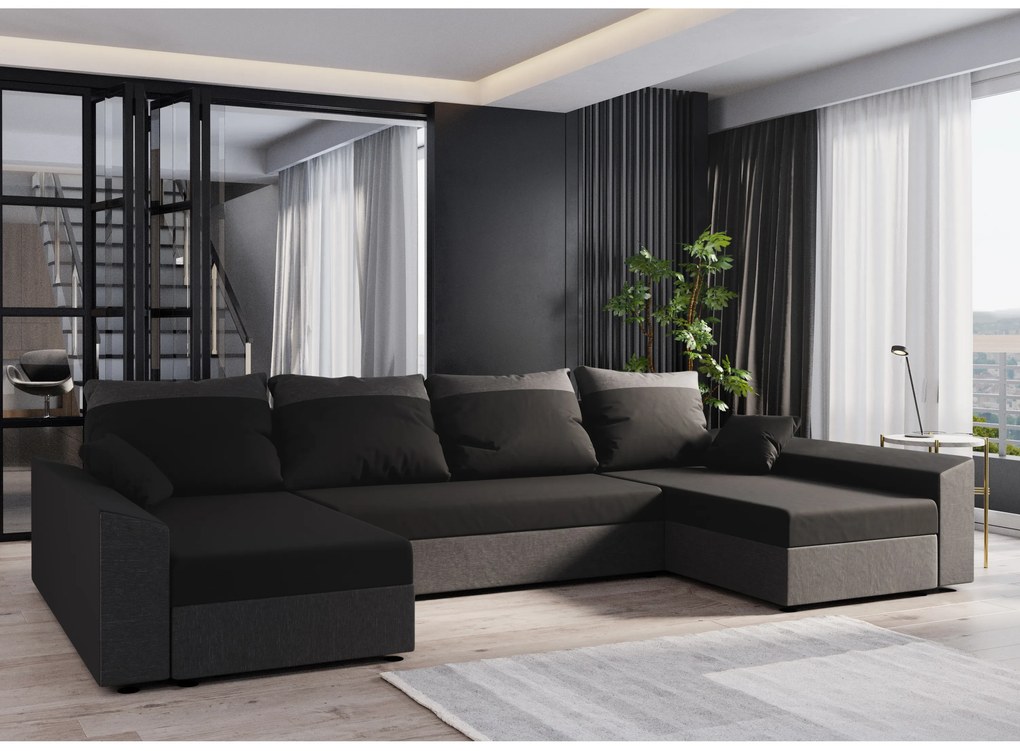 Sarok ülőgarnitúra U Paragon U (fekete + szürke). 1057396