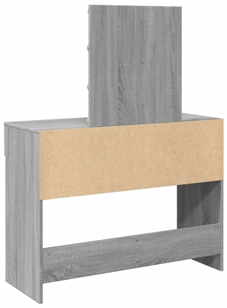 szürke sonoma színű fésülködőasztal LED-del 100 x 40 x 130 cm