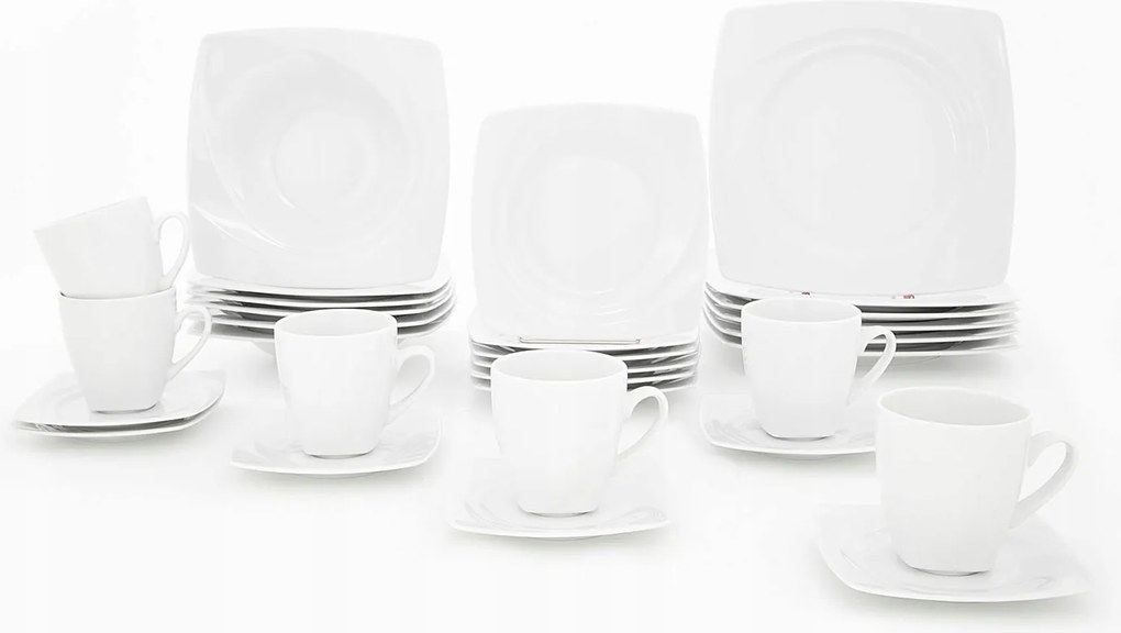 Lubiana Étkező- és Kávéskészlet 6 Személyre, Fehér Tányérszett 30 darabos