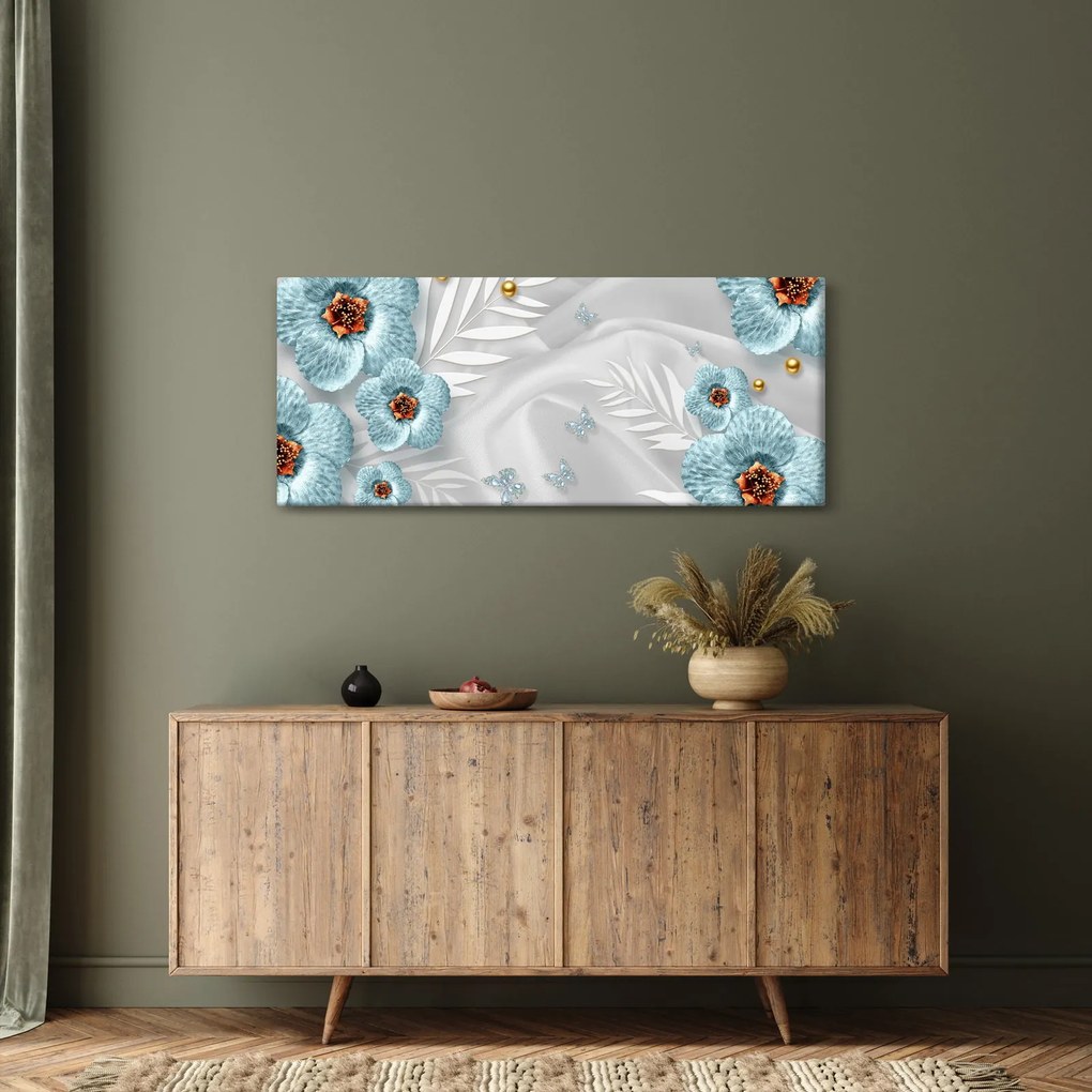 Kép - 3D kék virágok (120x50 cm)
