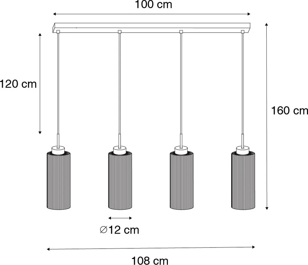 Okos függőlámpa fekete füstüveggel, 4 izzóval, 4 Wifi ST64-gyel - Laura