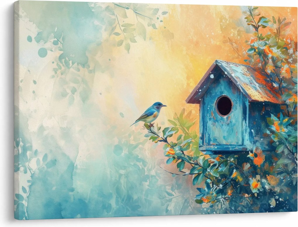 Kép - Madárház, akvarell (70x50 cm)