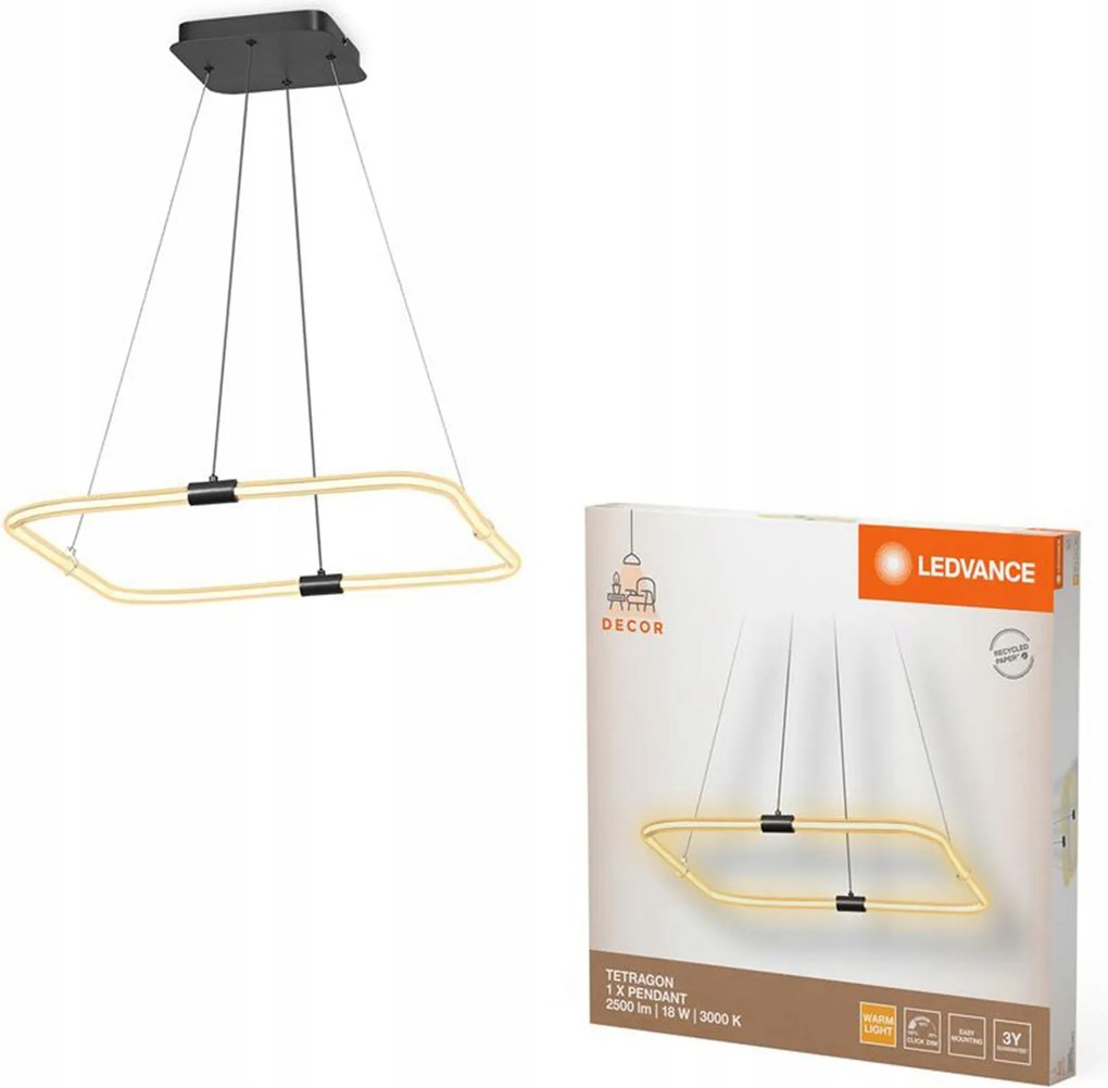 Mennyezeti Lámpa Függő Dekoratív Led 18W 2000lm 3000K Szürke Dekor