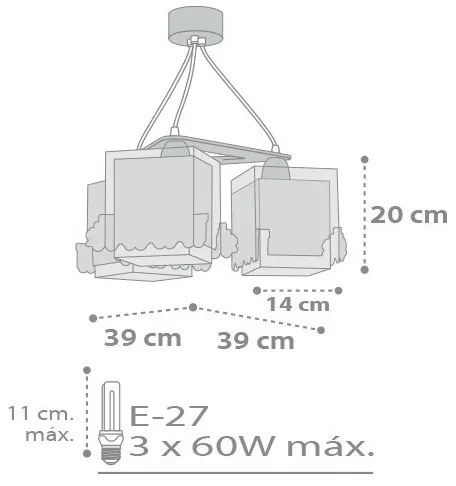Dalber D-63534 - Gyerek csillár TRAIN 3xE27/60W/230V