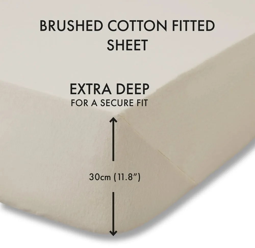 Bézs gumis flanel lepedő 150x200 cm Brushed – Catherine Lansfield