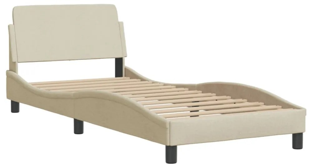 krémszínű szövet ágykeret fejtámlával Dover 90x190 cm