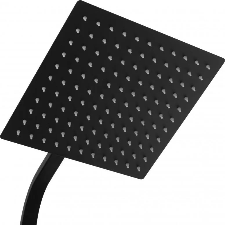 Erga Goba, zuhanygarnitúra termosztát elemmel és esőfejjel 25x25cm, fekete matt, ERG-YKA-BP.GOBA-THERM-25-BLK