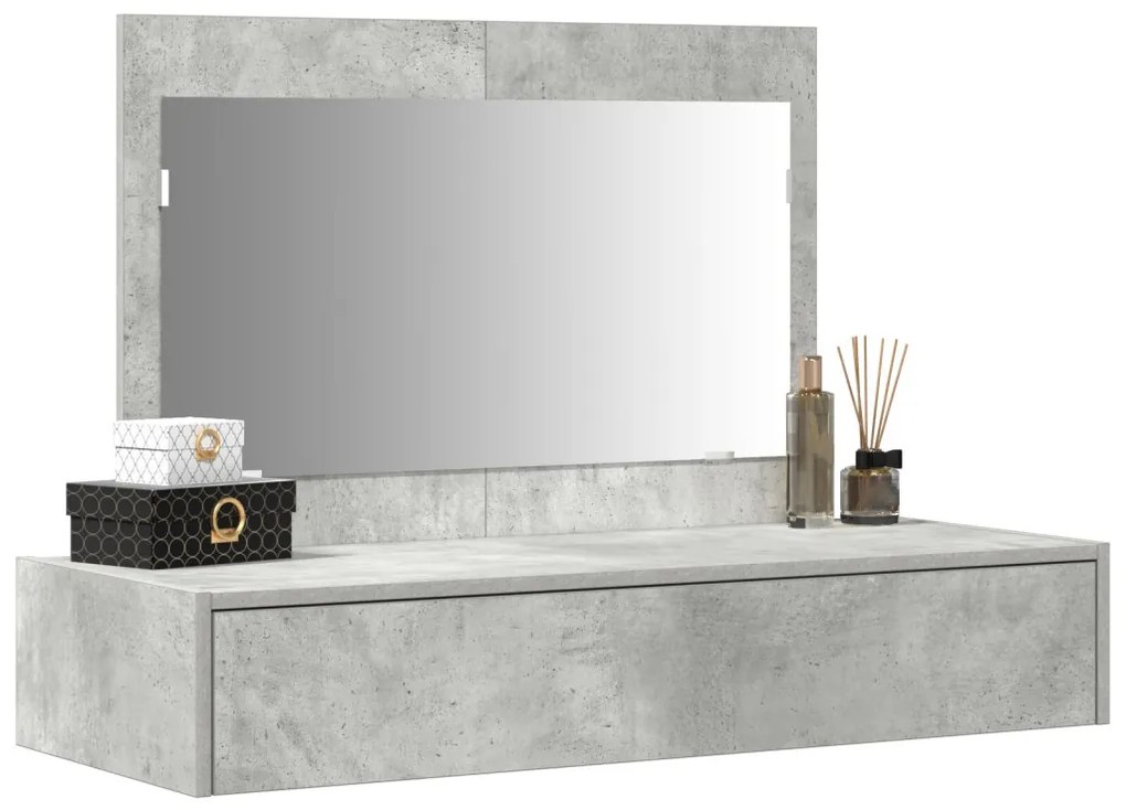 Fali Akasztós Sminkasztal Beton Szürke 100x40x70 cm
