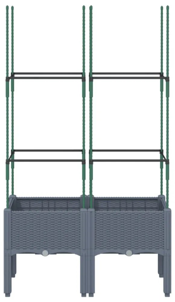 kékszürke polipropilén rácsos kerti ültetőláda 80 x 40 x 142,5 cm