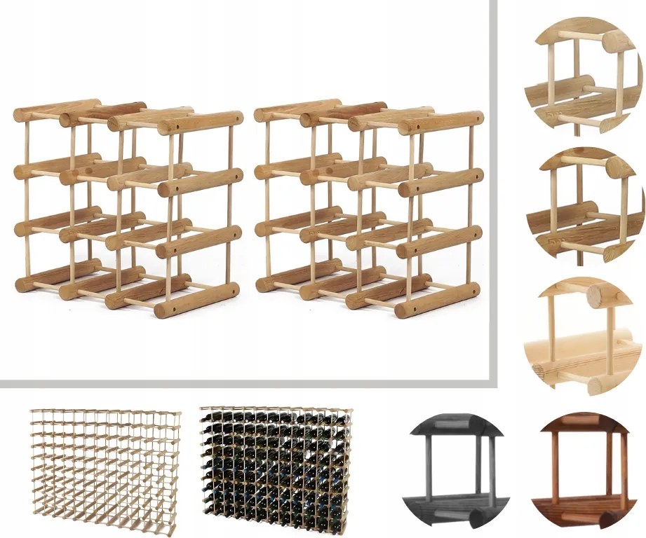 Bortartó állvány tölgy bortartó állvány Moduláris alkoholtartó állvány 18+3cipő Tölgy