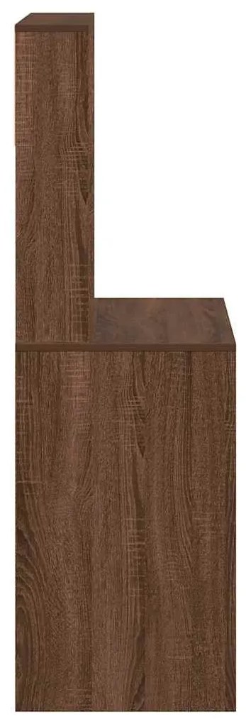 barna tölgy szerelt fa íróasztal polcokkal 100x45x140 cm