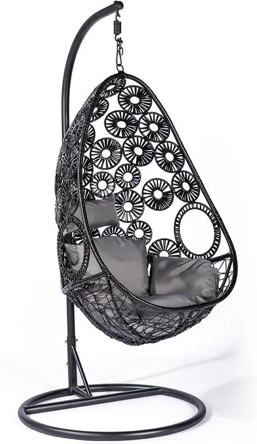 Palma fekete mesterséges rattan kerti fotel - Le Bonom