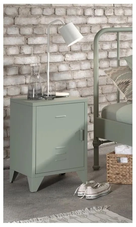 Zöld fém éjjeliszekrény Bronxx - Vipack
