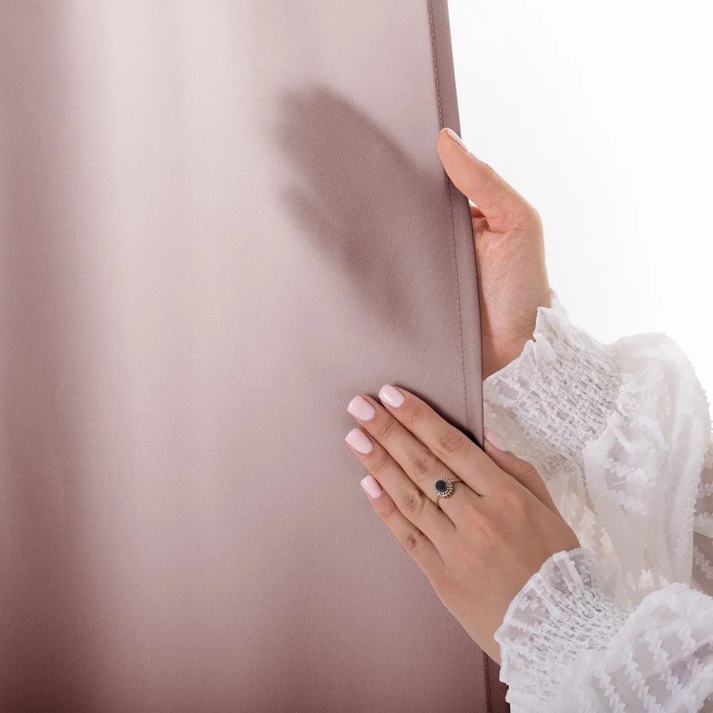 Törtrózsaszín dimout (részleges sötétítő) függöny 140x250 cm Carli Tie – Restilo