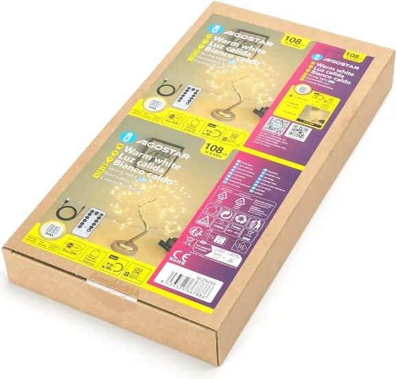 Aigostar - LED karácsonyi dekoráció 108xLED/3xAA/8 funkciós 45cm meleg fehér