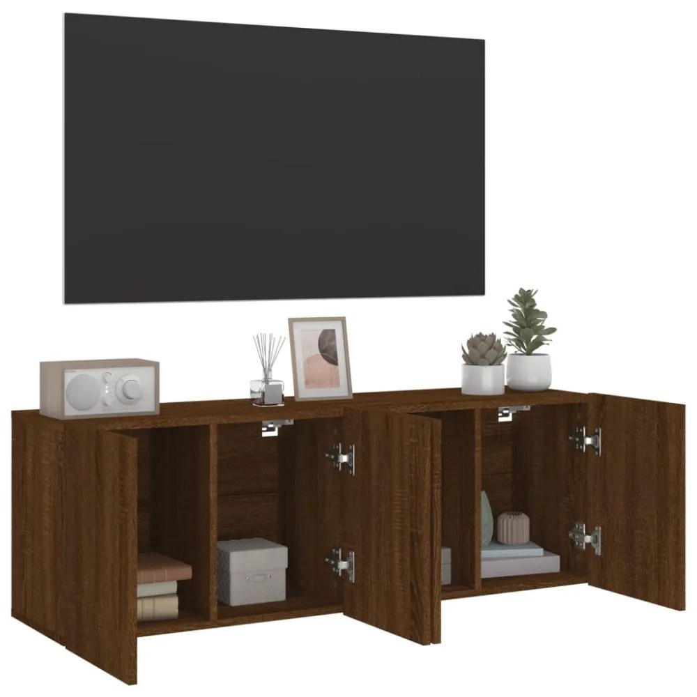2 db barna tölgyszínű falra szerelhető TV-szekrény 60x30x41 cm