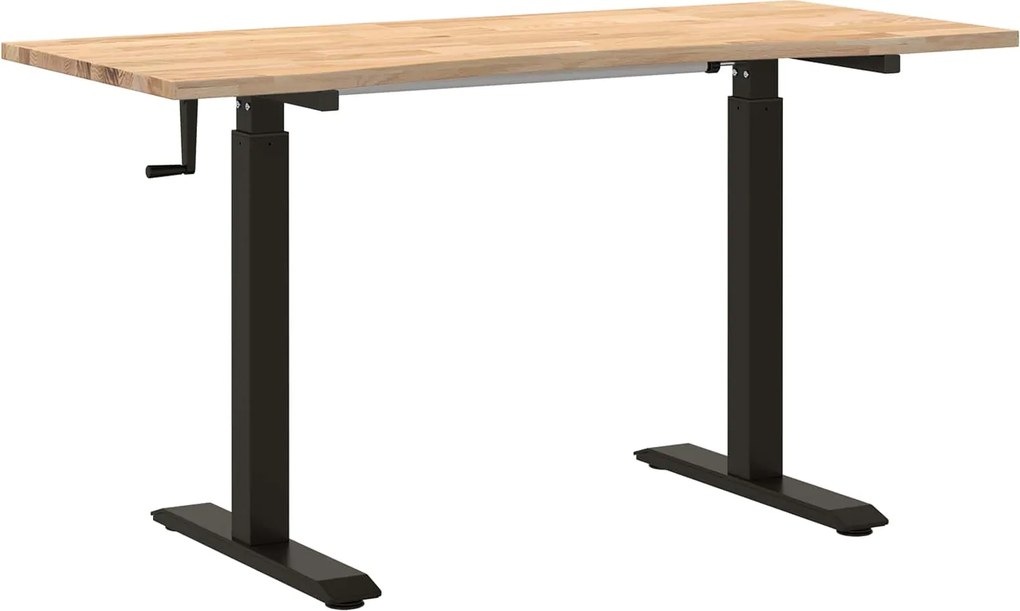 vidaXL Asztal Fekete és természetes 140 x 60 cm Tömör Tölgyfa
