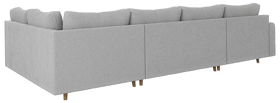 Világosszürke kordbársony sarokkanapé (bal oldali-U alakú) Ariella – Ropez