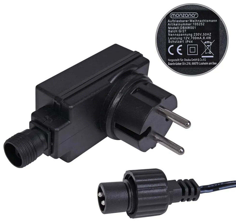 Világító Mikulás felfújható, 180 cm, piros Monzana