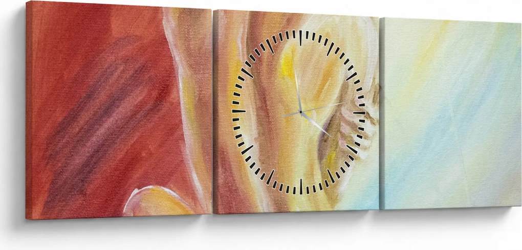 Pihenő nő képe, olajfestmény (órával) (90x30 cm)