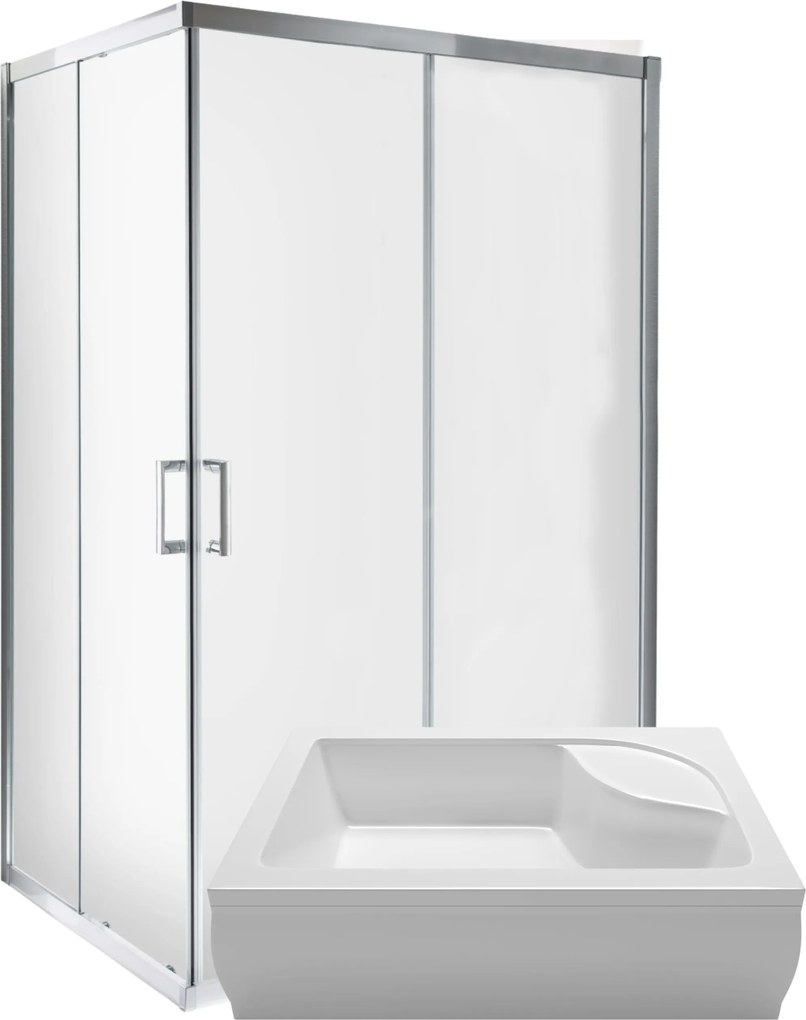 Sarok Zuhanykabin 120X80 Zuhanytálca Mély Jobbos Tolóajtós Fedél