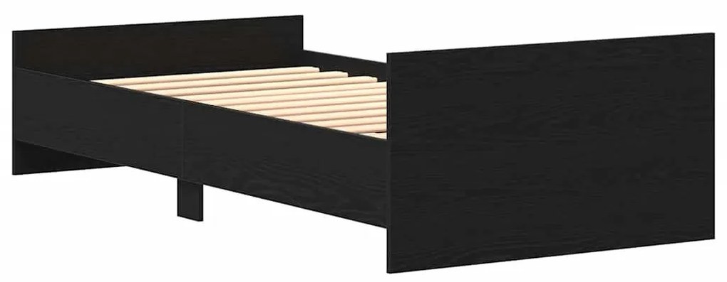 fekete tölgy színű szerelt fa ágykeret matrac nélkül 100x200 cm