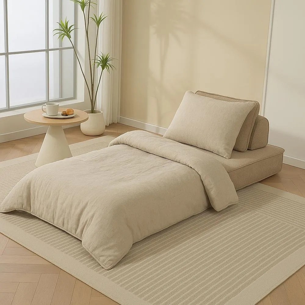 CALMERO kinyitható, multifunkciós kanapé – világosbarna