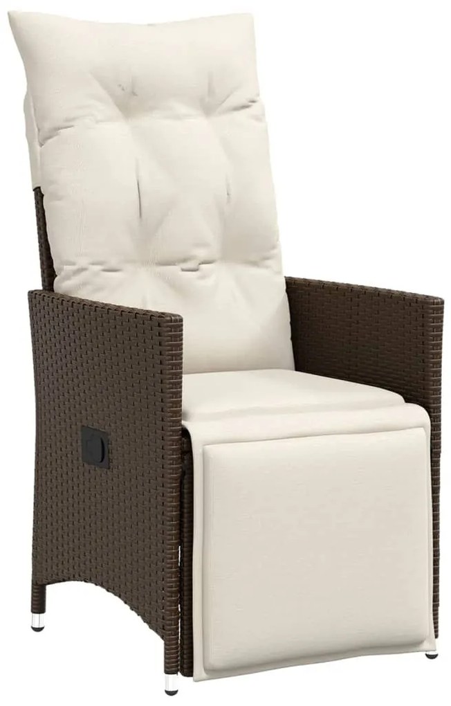 9 részes barna polyrattan kerti bisztrógarnitúra párnákkal