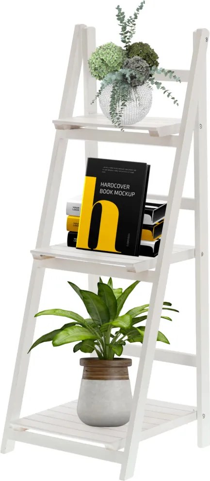 Fehér létrapolc 3 polccal 42 x 39 x 109 cm