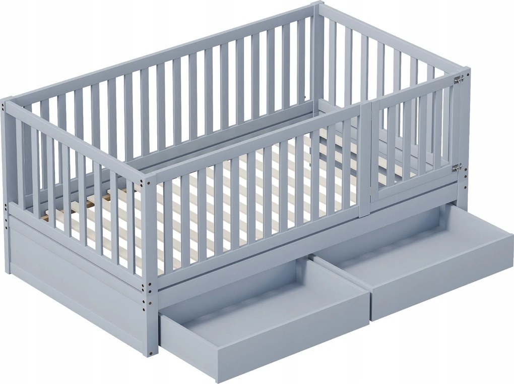Gyerekágy 90x200cm, két ágyrá alakítható, szürke