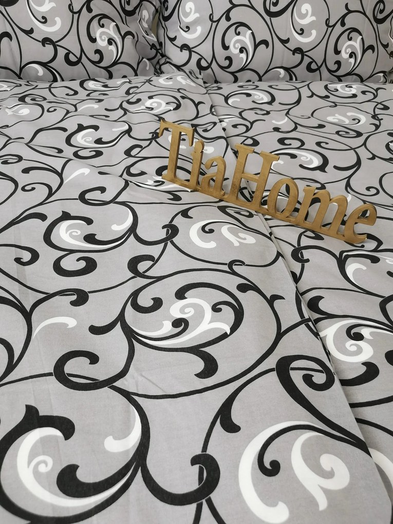 Pamut lepedők Ornament szürke TiaHome - 1x Párna 90x70cm, 1x Paplan 140x200cm