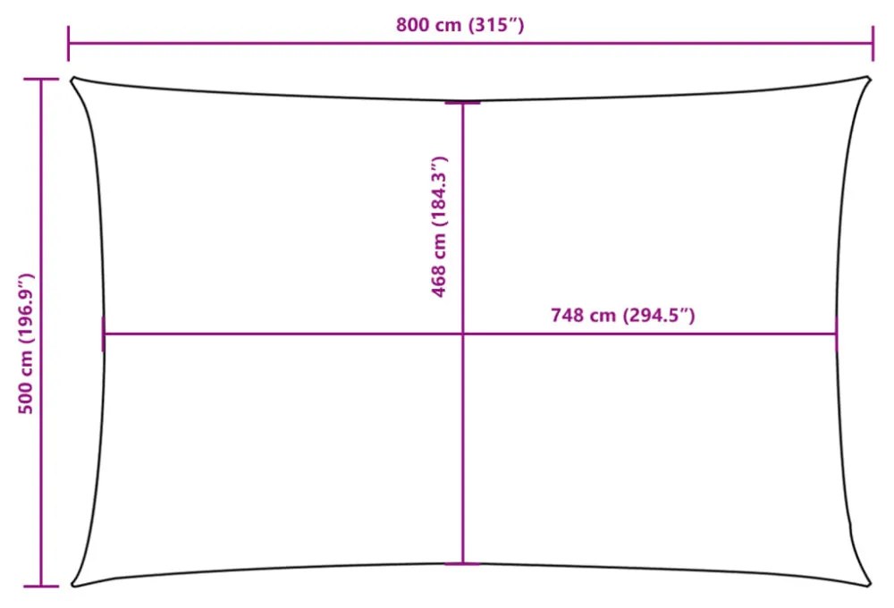 antracitszürke téglalap alakú oxford-szövet napvitorla 5 x 8 m