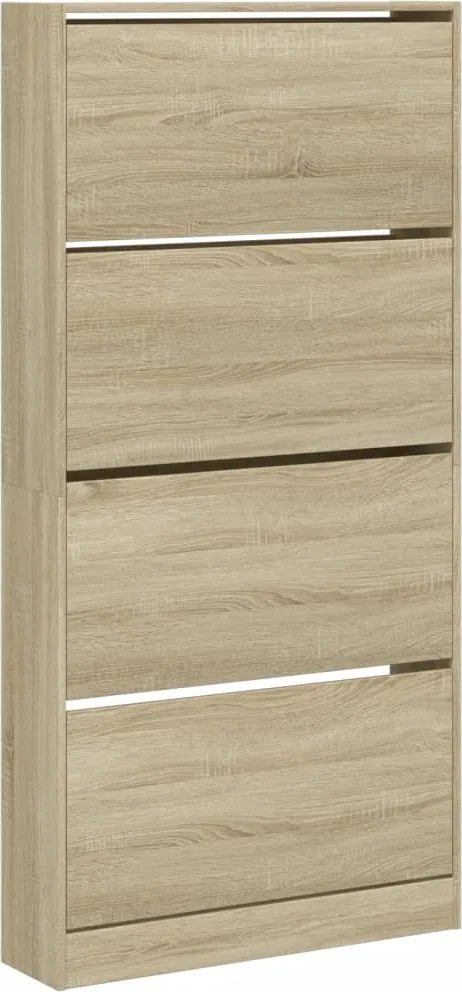 vidaXL sonoma tölgy cipőszekrény 4 kihajtható fiókkal 80x21x163,5 cm