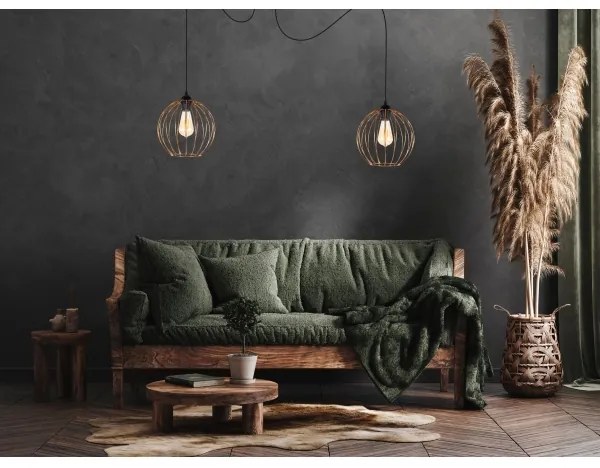 Csillár zsinóron MATT 2xE27/60W/230V pók fekete/réz