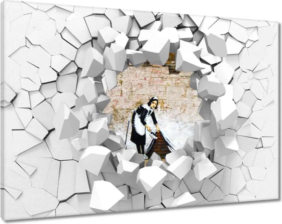 Festmények 120x80 Banksy Szobalány Grafiti