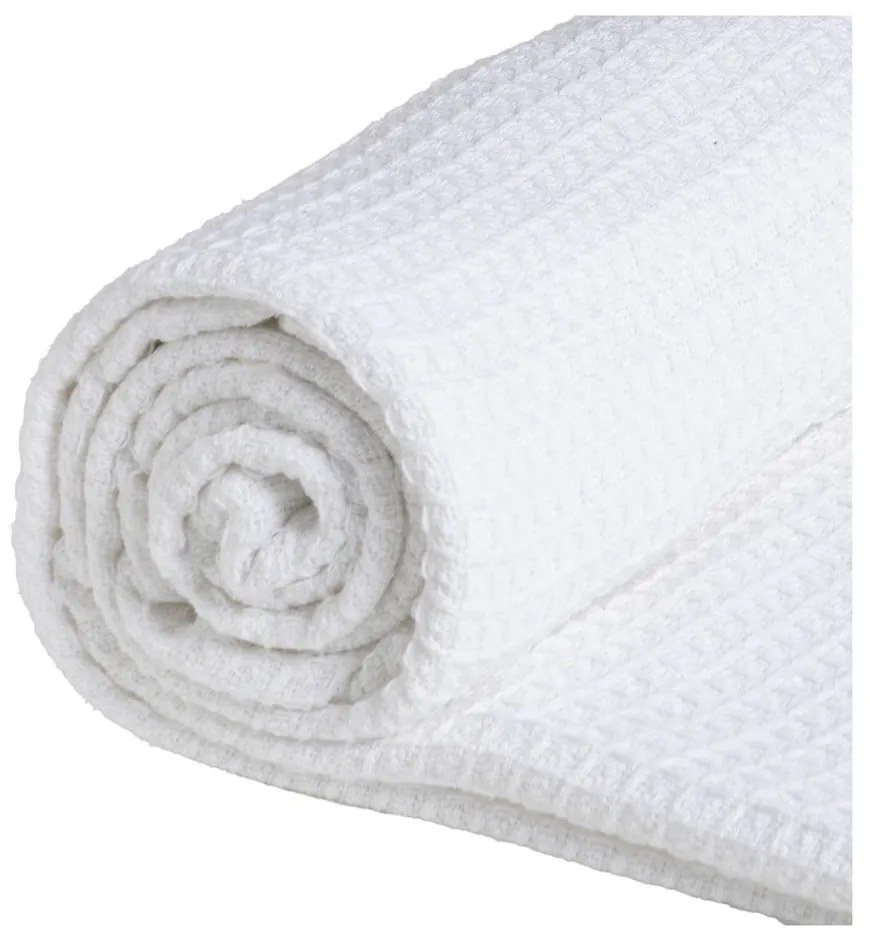 Fehér újrahasznosított pamut ágytakaró 260x280 cm Honeycomb – Ixia