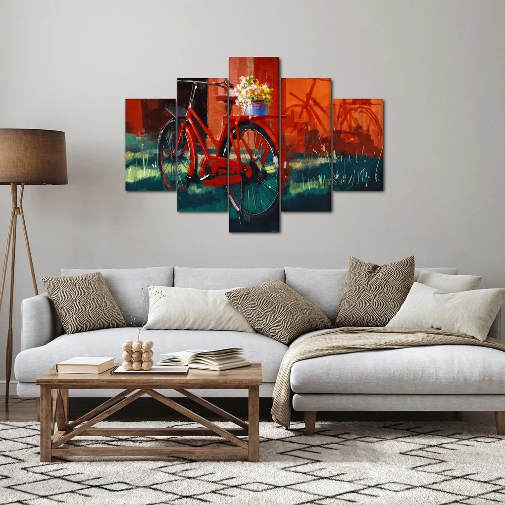 Piros kerék képe, akril festés (150x105 cm)