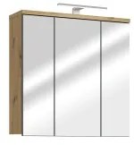 Fali fürdőszobai tükörszekrény VENOM, zöld/artisan tölgy