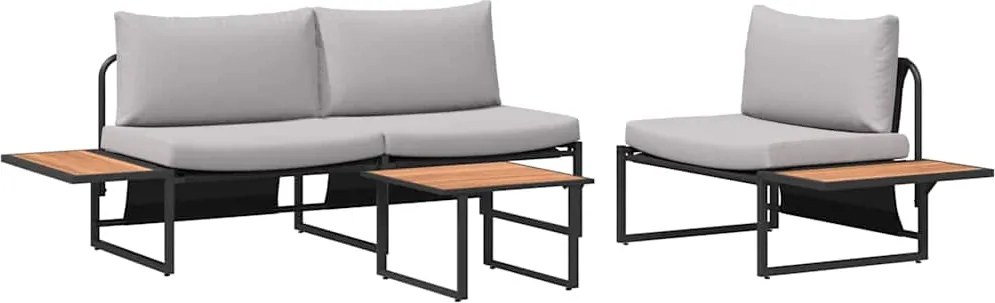 vidaXL Kert étkező szett 3 pcs Világosszürke Acél