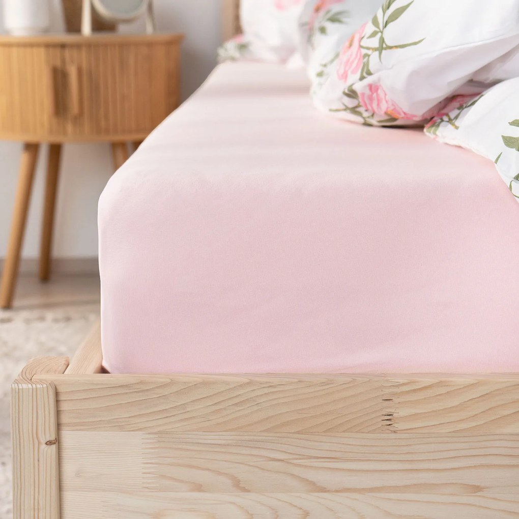 Goldea jersey gumis lepedő - pasztell rózsaszín 200 x 220 cm