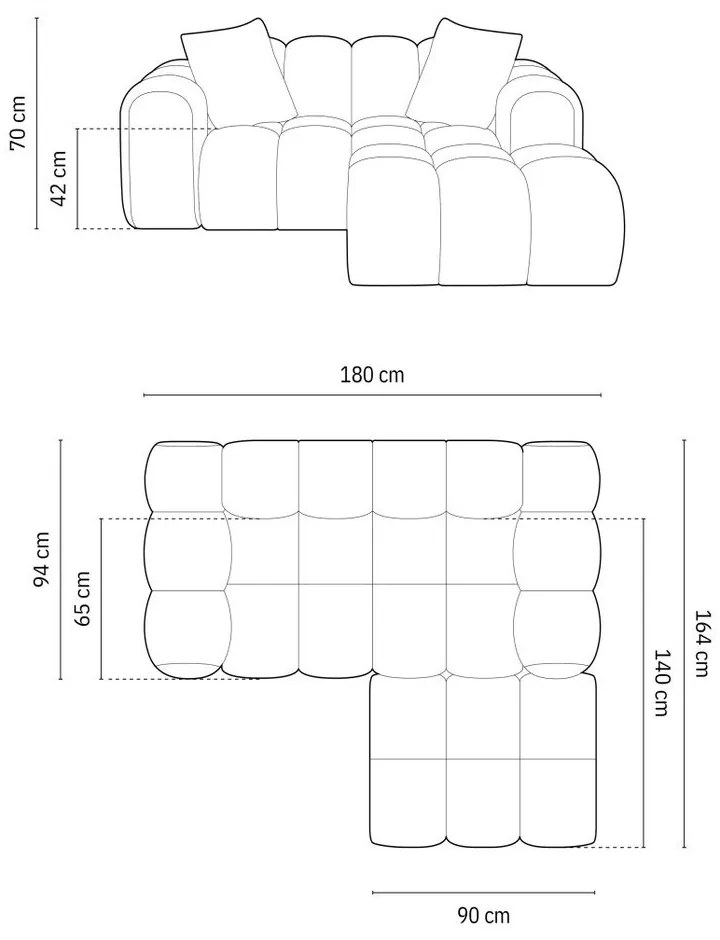 Sötétkék zsenília sarokkanapé (jobb oldali-heverő résszel) Treno – Cosmopolitan Design