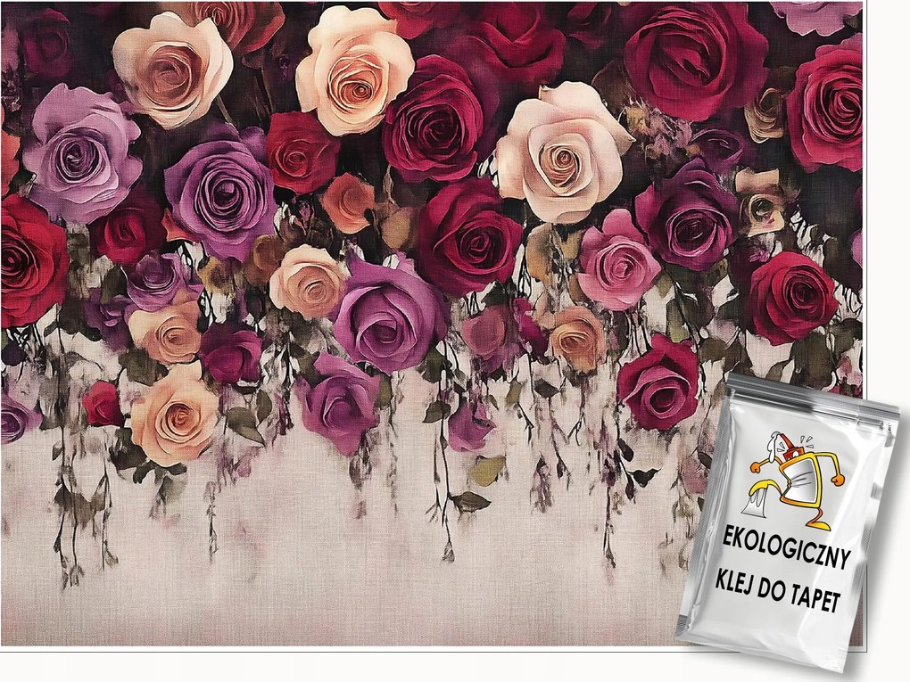 Fotótapéta Virágok Rózsák Vintage Hálószoba Nappali Tapéta Flizelina 250x175