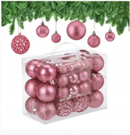 Rózsaszín Karácsonyfadíszek 50 Db Karácsonyi Dekoráció A Karácsonyfára